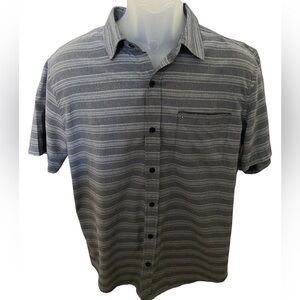 HURLEY Gray Stripes Collared Short Sleeve Short Men M Medium